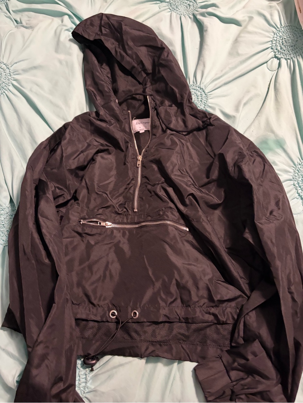 Revamped Black Hooded Bomber Jacket with Front Zip Pocket